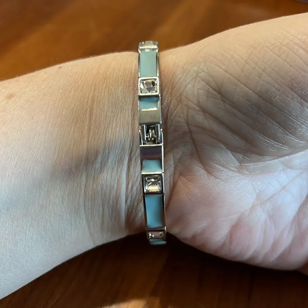 Bundle Sale 3 for $15 | Baby Blue Enamel |  Rhinestone Hinge Bracelet